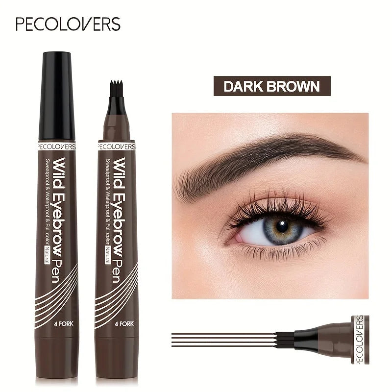 6 Colors 1pc Eyebrow Pen Waterproof 4 Split Tip Eyebrows Pen Eyebrow Tattoo Pen Waterproof Liquid Black Eyebrow Makeup Pencil Leedoar