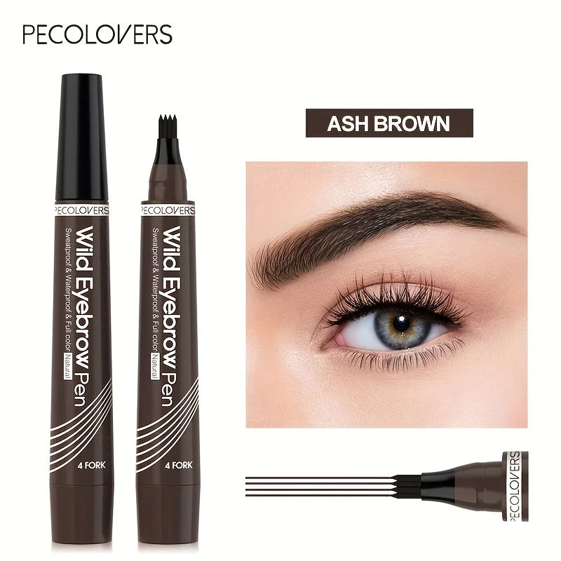 6 Colors 1pc Eyebrow Pen Waterproof 4 Split Tip Eyebrows Pen Eyebrow Tattoo Pen Waterproof Liquid Black Eyebrow Makeup Pencil Leedoar