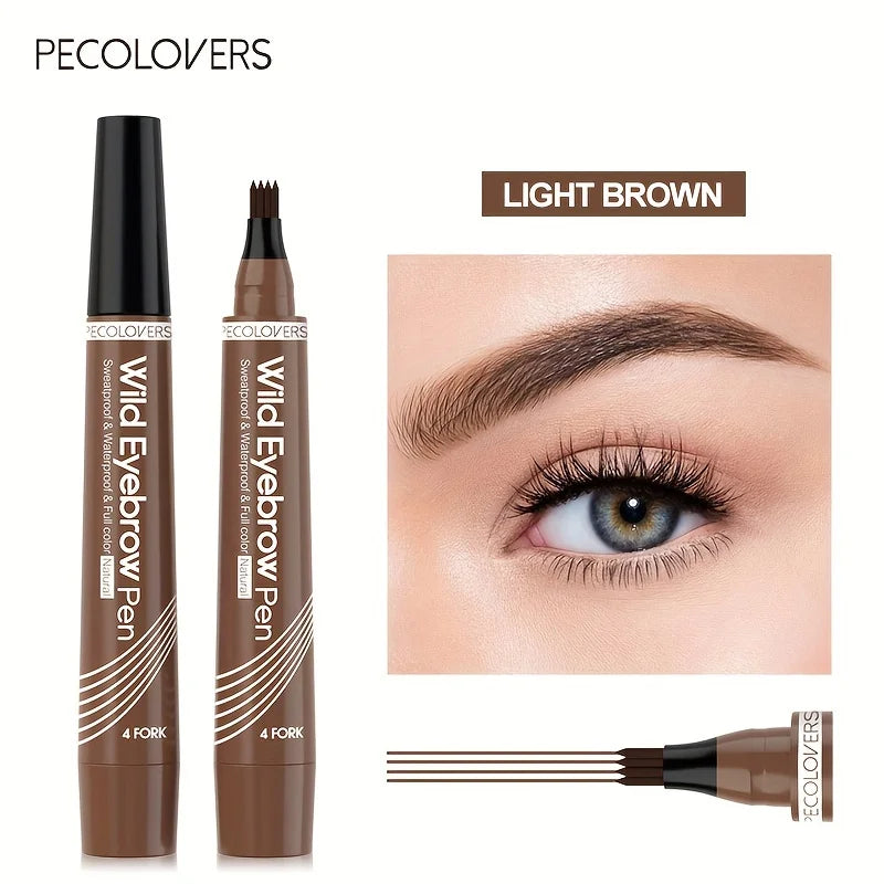 6 Colors 1pc Eyebrow Pen Waterproof 4 Split Tip Eyebrows Pen Eyebrow Tattoo Pen Waterproof Liquid Black Eyebrow Makeup Pencil Leedoar