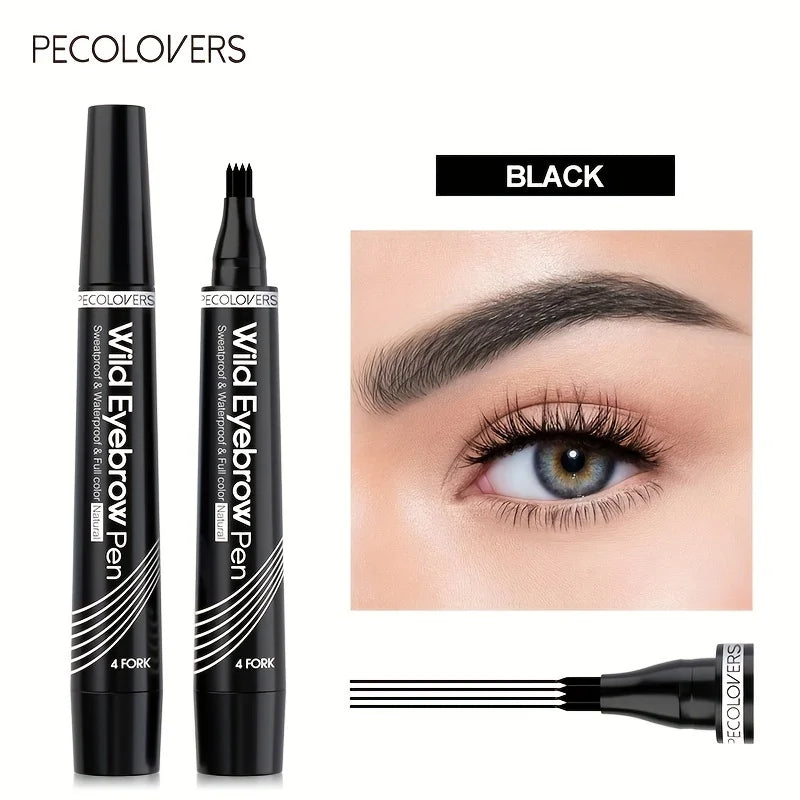 6 Colors 1pc Eyebrow Pen Waterproof 4 Split Tip Eyebrows Pen Eyebrow Tattoo Pen Waterproof Liquid Black Eyebrow Makeup Pencil Leedoar