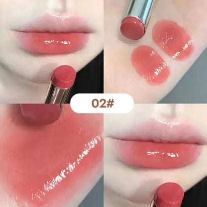 6 Colors Silky Glossy Lipstick Gege Bear Pump Lips Moisture Water Bomb Comfortable Ultra Sheen Non-Stick Cup Lip Balm Makeup Leedoar