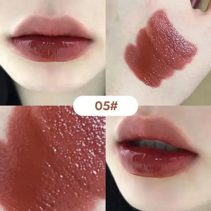 6 Colors Silky Glossy Lipstick Gege Bear Pump Lips Moisture Water Bomb Comfortable Ultra Sheen Non-Stick Cup Lip Balm Makeup Leedoar