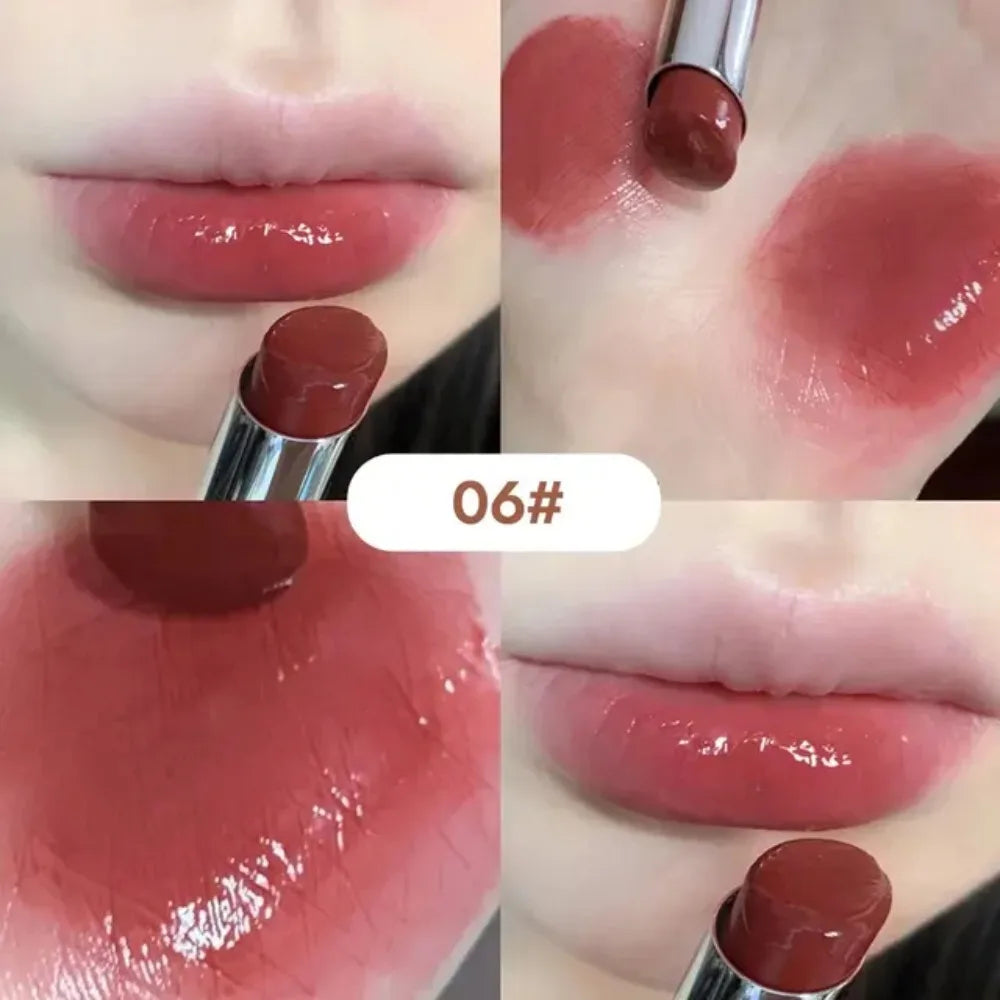 6 Colors Silky Glossy Lipstick Gege Bear Pump Lips Moisture Water Bomb Comfortable Ultra Sheen Non-Stick Cup Lip Balm Makeup Leedoar