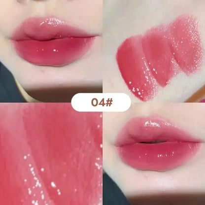 6 Colors Silky Glossy Lipstick Gege Bear Pump Lips Moisture Water Bomb Comfortable Ultra Sheen Non-Stick Cup Lip Balm Makeup Leedoar