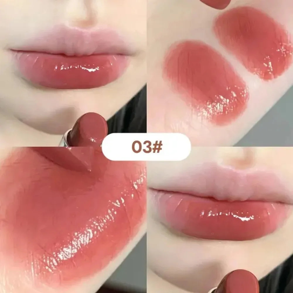 6 Colors Silky Glossy Lipstick Gege Bear Pump Lips Moisture Water Bomb Comfortable Ultra Sheen Non-Stick Cup Lip Balm Makeup Leedoar
