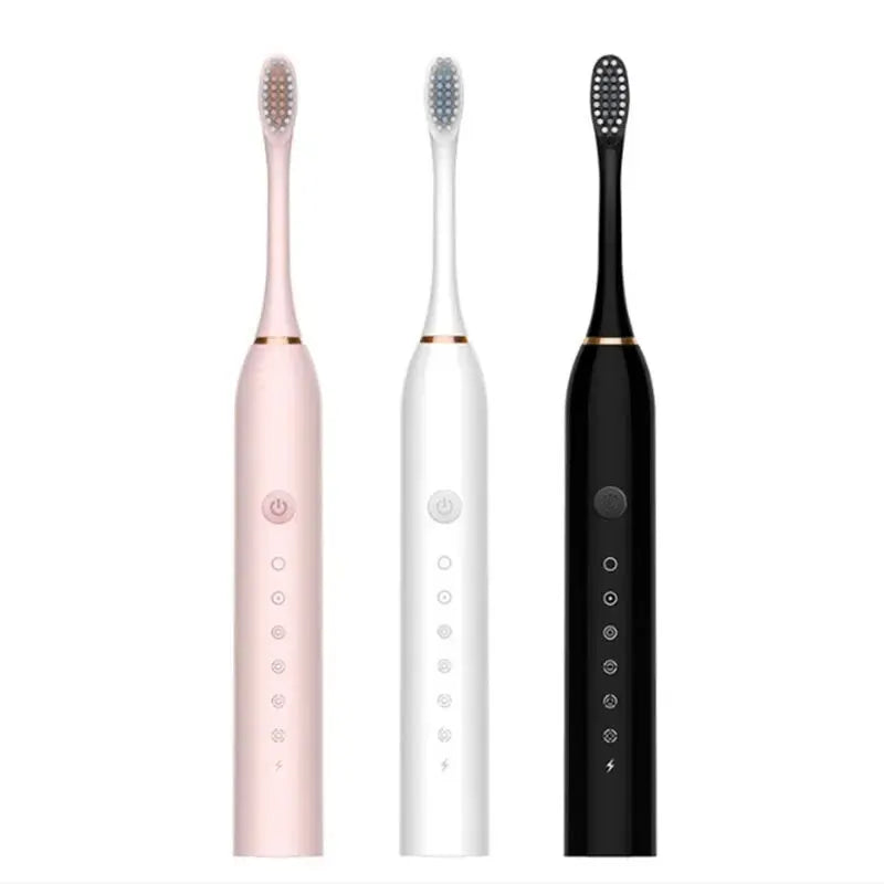 6 Gear Adult Powerful Ultrasonic Sonic Electric Toothbrush USBWaterproof Rechargeable Whitening Tooth Brush Washable 4 Brushes Leedoar