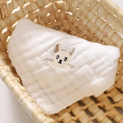 6 Layer Cotton Embroidery Baby Saliva Towels Hand Face Wipes Newborn Bib Kids Handkerchief Toddler Soft Washcloth Burp Cloth Leedoar