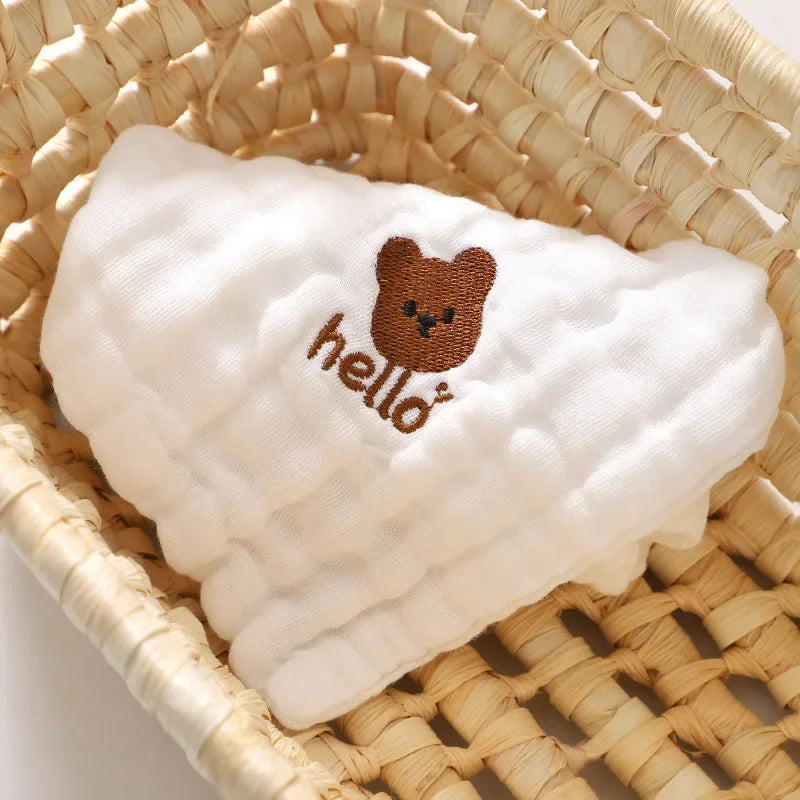 6 Layer Cotton Embroidery Baby Saliva Towels Hand Face Wipes Newborn Bib Kids Handkerchief Toddler Soft Washcloth Burp Cloth Leedoar