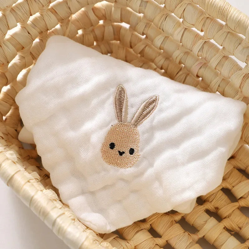 6 Layer Cotton Embroidery Baby Saliva Towels Hand Face Wipes Newborn Bib Kids Handkerchief Toddler Soft Washcloth Burp Cloth Leedoar