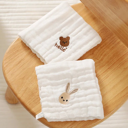 6 Layer Cotton Embroidery Baby Saliva Towels Hand Face Wipes Newborn Bib Kids Handkerchief Toddler Soft Washcloth Burp Cloth Leedoar