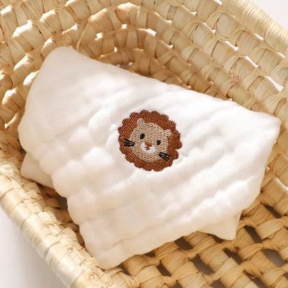 6 Layer Cotton Embroidery Baby Saliva Towels Hand Face Wipes Newborn Bib Kids Handkerchief Toddler Soft Washcloth Burp Cloth Leedoar