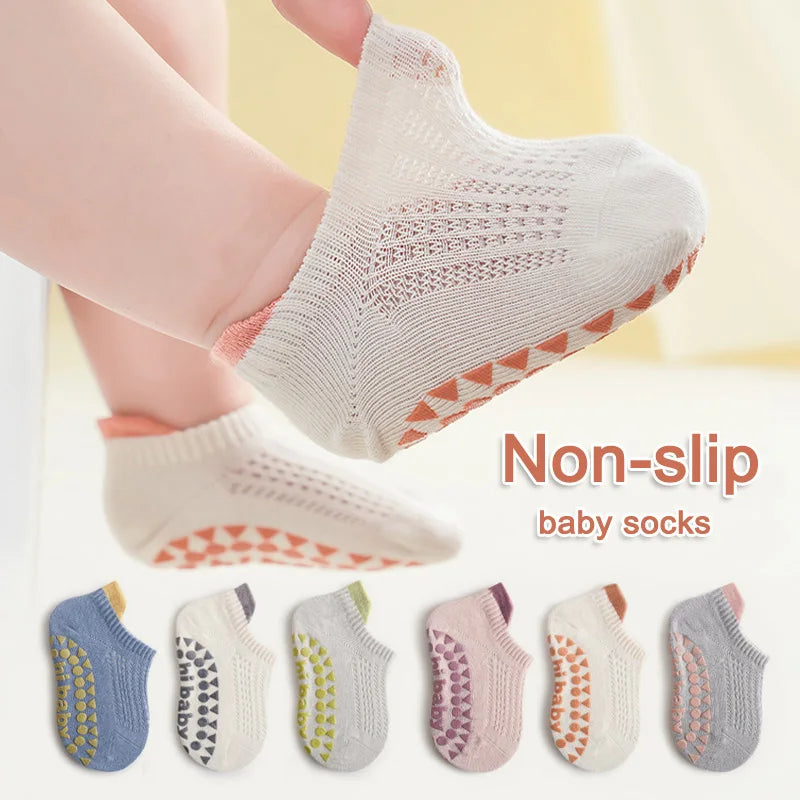 6 Pairs Baby Boys Girls Cotton Non-slip Floor Socks Summer For Toddler Kids Indoor Activities Learn To Walk Ankle Socks Leedoar