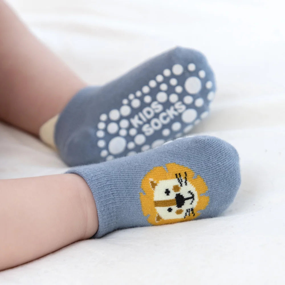 6 Pairs Boys Girls Kids Cartoon Animal Pattern Cute Socks Anti-skid Socks Toddlers Baby Floor Socks Leedoar