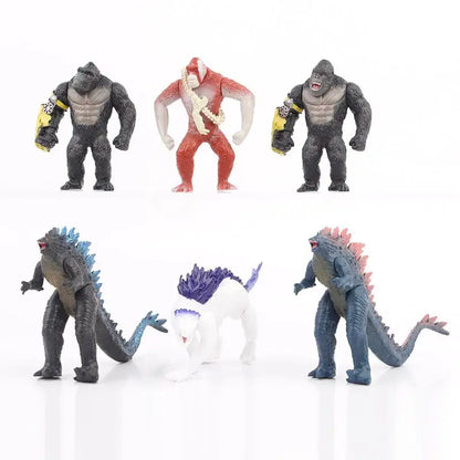 6 Pcs/Pack Godzilla VS King Kong 2 New Empire Action Figure New Arrival Monsters Model Gojira Ornaments Doll Leedoar