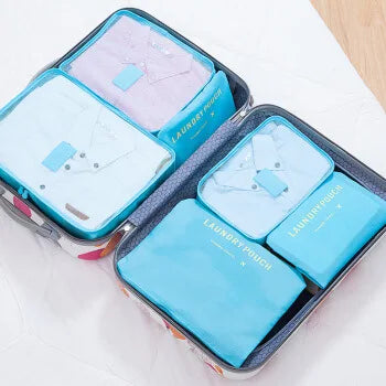 6 Pcs/Set Pink/Blue/Grey Travel Storage Bag Large Capacity Waterproof Luggage Clothing Underwear Storage Bag Bag With Zipper Leedoar