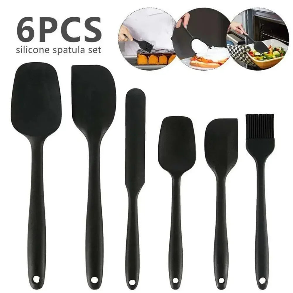 6 Pieces Silicone Spatula Set Food Grade Non Stick Heat Resistant Spatulas Turner for Cooking Baking Mixing Baking Tools Leedoar