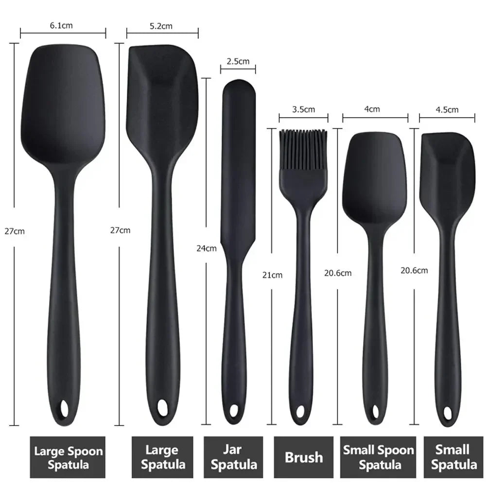 6 Pieces Silicone Spatula Set Food Grade Non Stick Heat Resistant Spatulas Turner for Cooking Baking Mixing Baking Tools Leedoar