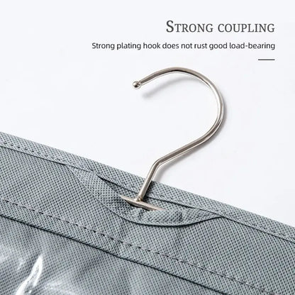 6 Pocket Hanging Handbag Organizer For Wardrobe Closet Gray Waterproof Storage Bag Door Wall Clear Sundry Bag With Hanger Pouch Leedoar