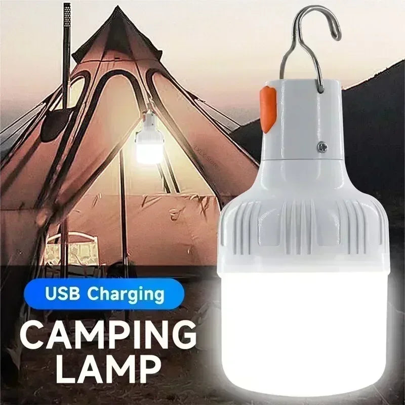 60W Luz de emergência para acampamento ao ar livre Suprimentos Edc Outdoor USB recarregável LED Lâmpada Lanterna Caminhadas Esportes Entretenimento 