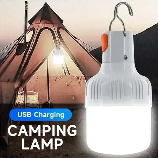 Luz de emergencia de 60 W, suministros para acampar al aire libre, EDC, luz LED recargable por USB para exteriores, linterna para senderismo, deportes y entretenimiento 