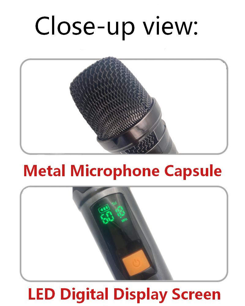 LEEDOAR HT-88 Rechargeable Dual-Channel Wireless Microphone System Dynamic Mic for Home Karaoke, Outdoor Singing, and Live Streaming
