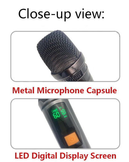 LEEDOAR HT-88 Rechargeable Dual-Channel Wireless Microphone System Dynamic Mic for Home Karaoke, Outdoor Singing, and Live Streaming