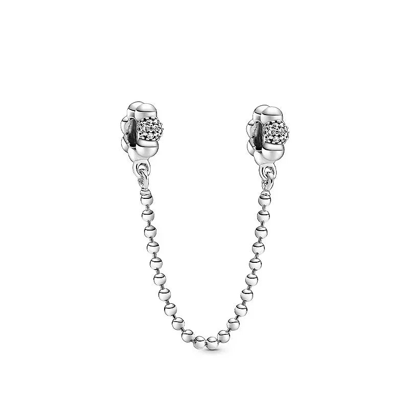 64 Style 925 Silvering Safety Chain Mom Amour Clover Sea Dangle Charms Beads Fit Original Pandora Bracelet DIY Woman Jewelry Leedoar