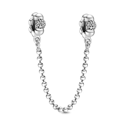 64 Style 925 Silvering Safety Chain Mom Amour Clover Sea Dangle Charms Beads Fit Original Pandora Bracelet DIY Woman Jewelry Leedoar