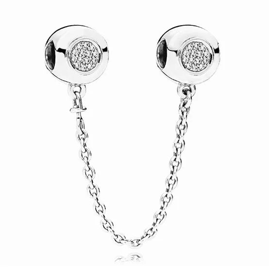 64 Style 925 Silvering Safety Chain Mom Amour Clover Sea Dangle Charms Beads Fit Original Pandora Bracelet DIY Woman Jewelry Leedoar