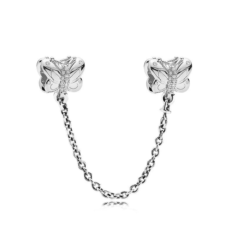 64 Style 925 Silvering Safety Chain Mom Amour Clover Sea Dangle Charms Beads Fit Original Pandora Bracelet DIY Woman Jewelry Leedoar