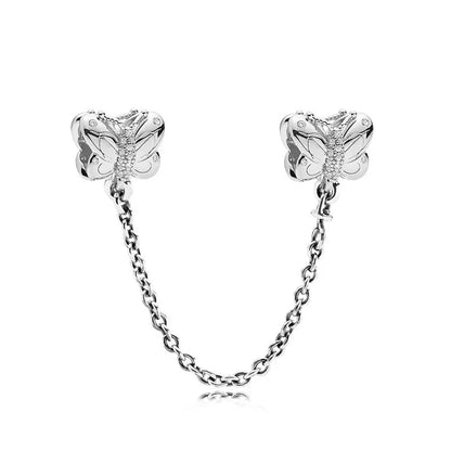 64 Style 925 Silvering Safety Chain Mom Amour Clover Sea Dangle Charms Beads Fit Original Pandora Bracelet DIY Woman Jewelry Leedoar