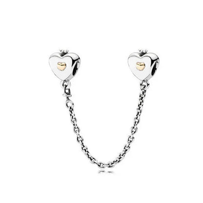 64 Style 925 Silvering Safety Chain Mom Amour Clover Sea Dangle Charms Beads Fit Original Pandora Bracelet DIY Woman Jewelry Leedoar