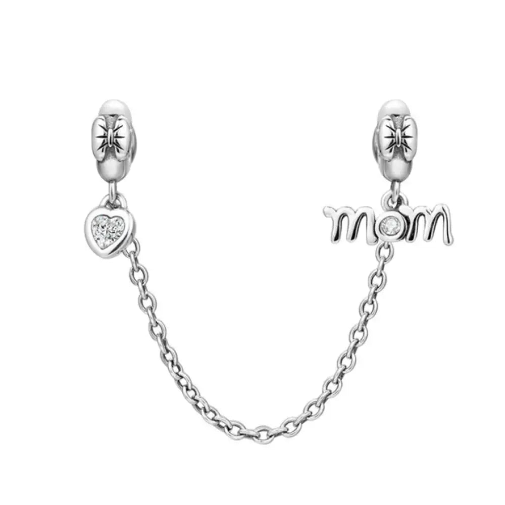 64 Style 925 Silvering Safety Chain Mom Amour Clover Sea Dangle Charms Beads Fit Original Pandora Bracelet DIY Woman Jewelry Leedoar