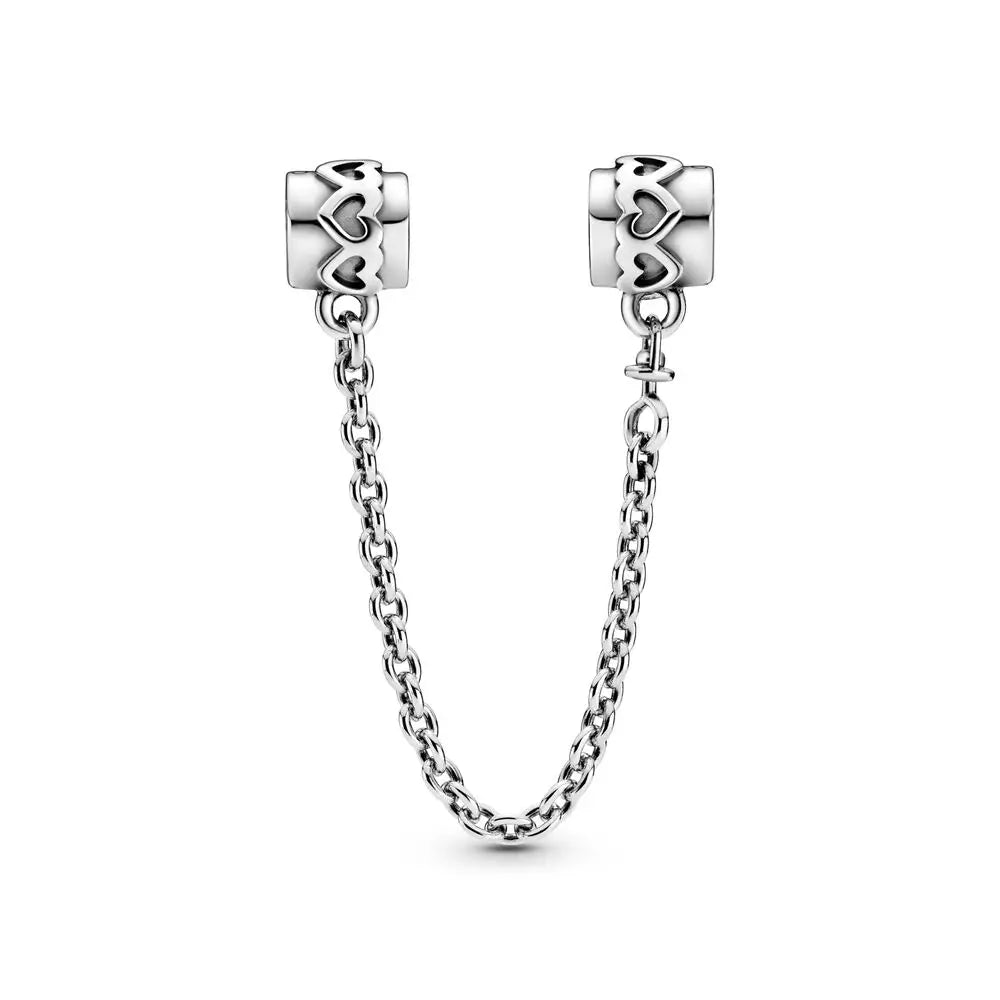 64 Style 925 Silvering Safety Chain Mom Amour Clover Sea Dangle Charms Beads Fit Original Pandora Bracelet DIY Woman Jewelry Leedoar