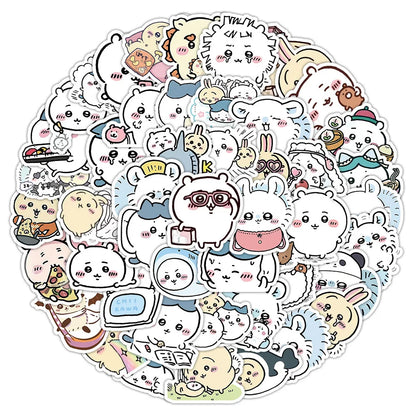 64PCS Chiikawa Stickers lovely  Anime Cute Pet Profile Picture Sticker Toys Cartoon Waterproof DIY Phone Case Water Cup Leedoar