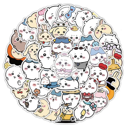 64PCS Chiikawa Stickers lovely  Anime Cute Pet Profile Picture Sticker Toys Cartoon Waterproof DIY Phone Case Water Cup Leedoar