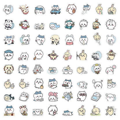 64PCS Chiikawa Stickers lovely  Anime Cute Pet Profile Picture Sticker Toys Cartoon Waterproof DIY Phone Case Water Cup Leedoar