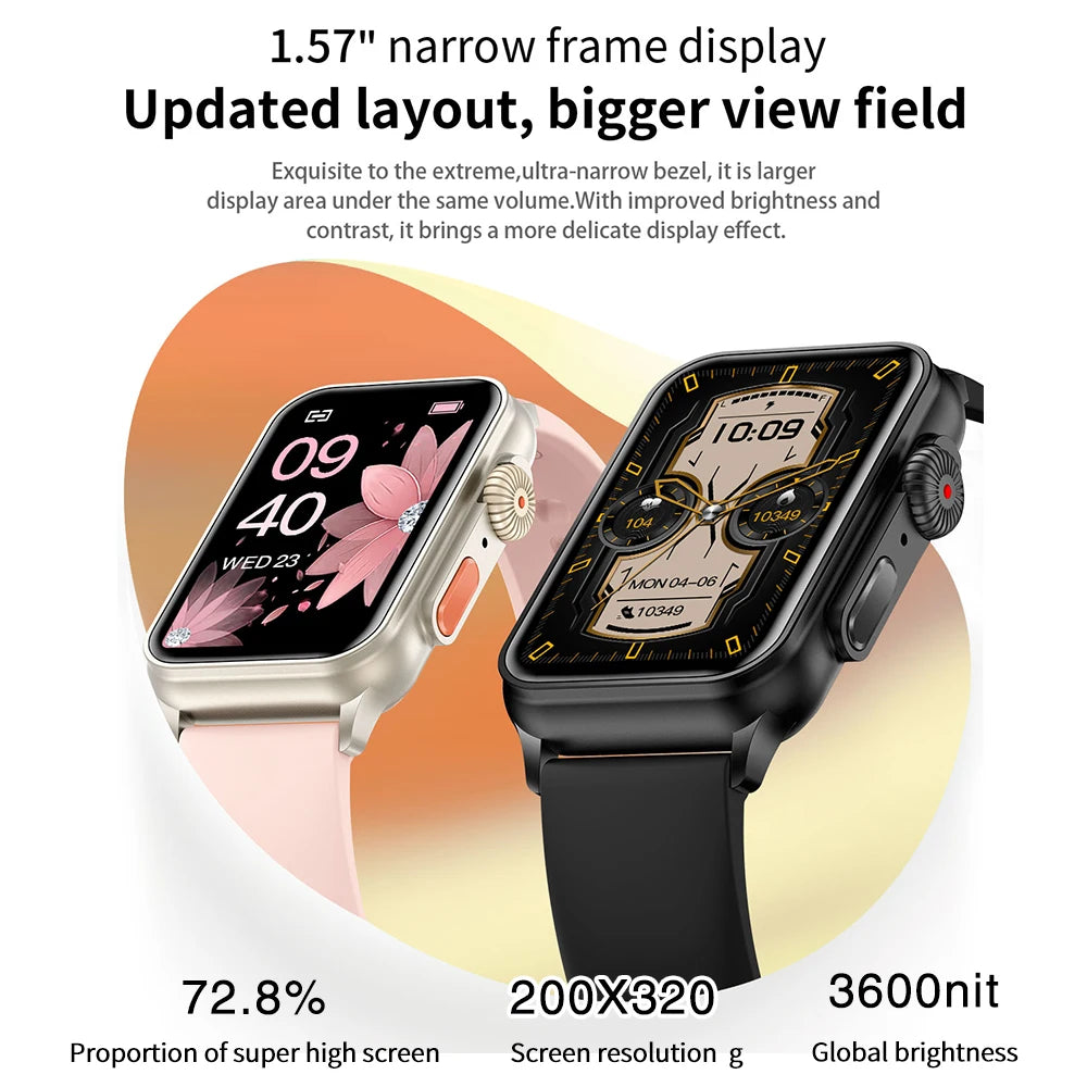 H23 Smart Watch 1.57 Inch 120+ Sport Modes Smartbanh Heart Rate Monitor Life Waterproof Music Bluetooth Calls Smartwatch