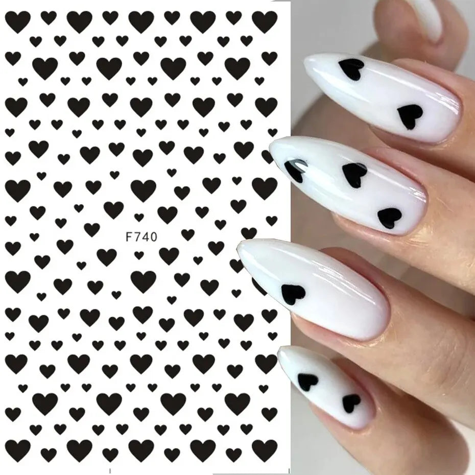 6PCS 3D Valentines Day Nail Art Sticker Lover Letter Cute Girl Cartoon Slider Full Wrap Stickers On Phone Nail Art Accessories Leedoar