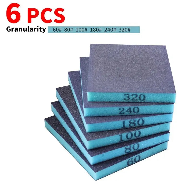 6PCS Sanding Sponge 60-320 Grit Washable and Reusable Wet Dry Sanding Blocks for Metal Wood Polishing Abrasive Tool 120*96*13mm Leedoar