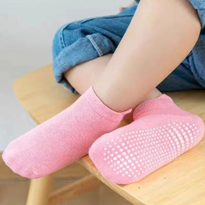 6Pairs/Lot Anti-slip Non Ankle Socks With Grips For Baby Toddler Kids Boys Girls All Seasons Cotton Floor Socks For 0-3Years Leedoar