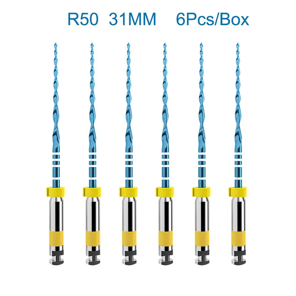 6 piezas/caja Orthdent - Limas endodónticas reciprocantes dentales azules, un solo motor, instrumento de odontología activado por calor de 21/25/31 mm 