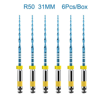 6 piezas/caja Orthdent - Limas endodónticas reciprocantes dentales azules, un solo motor, instrumento de odontología activado por calor de 21/25/31 mm 