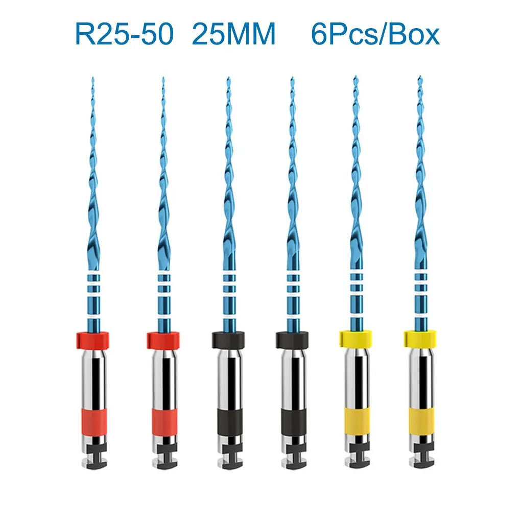 6 piezas/caja Orthdent - Limas endodónticas reciprocantes dentales azules, un solo motor, instrumento de odontología activado por calor de 21/25/31 mm 