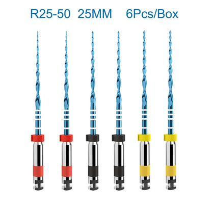 6 piezas/caja Orthdent - Limas endodónticas reciprocantes dentales azules, un solo motor, instrumento de odontología activado por calor de 21/25/31 mm 