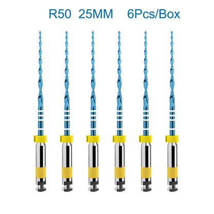 6 piezas/caja Orthdent - Limas endodónticas reciprocantes dentales azules, un solo motor, instrumento de odontología activado por calor de 21/25/31 mm 