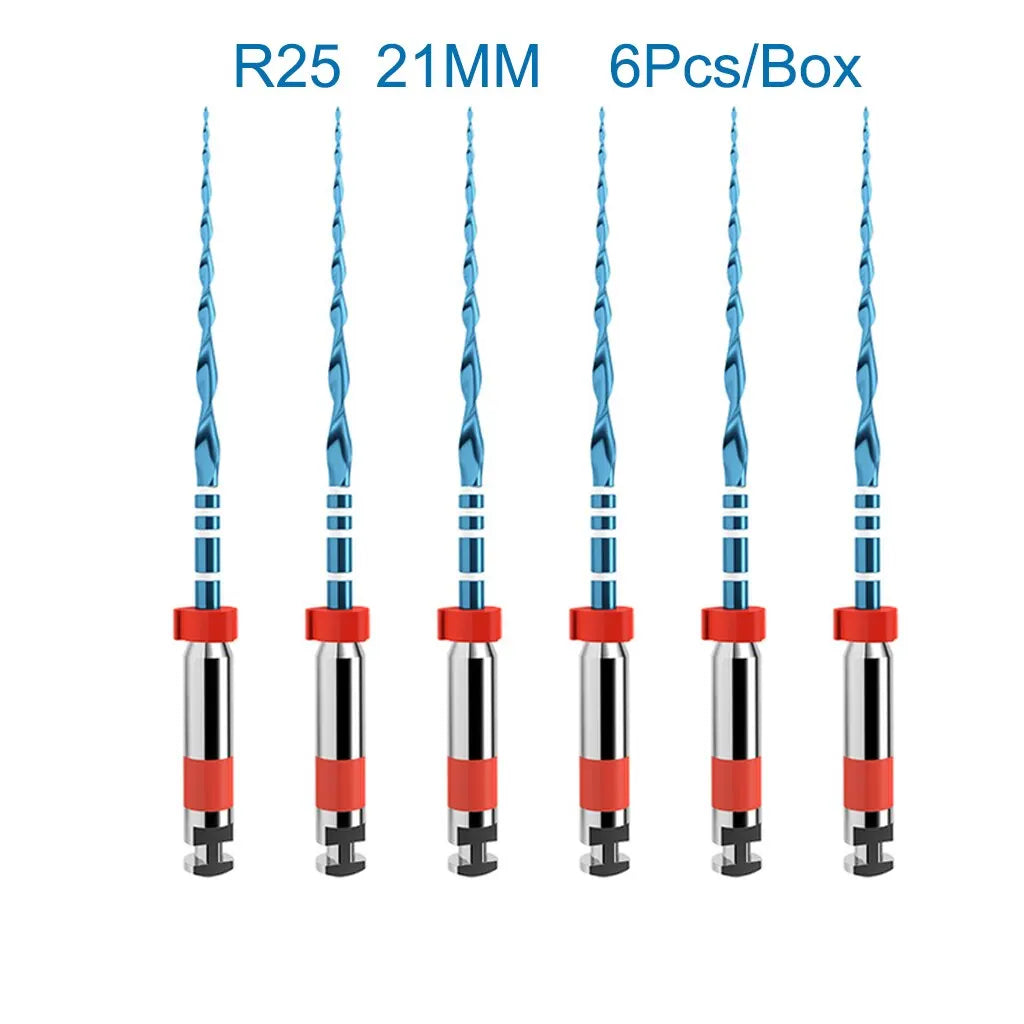 6 piezas/caja Orthdent - Limas endodónticas reciprocantes dentales azules, un solo motor, instrumento de odontología activado por calor de 21/25/31 mm 