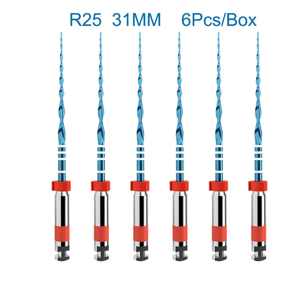 6 piezas/caja Orthdent - Limas endodónticas reciprocantes dentales azules, un solo motor, instrumento de odontología activado por calor de 21/25/31 mm 