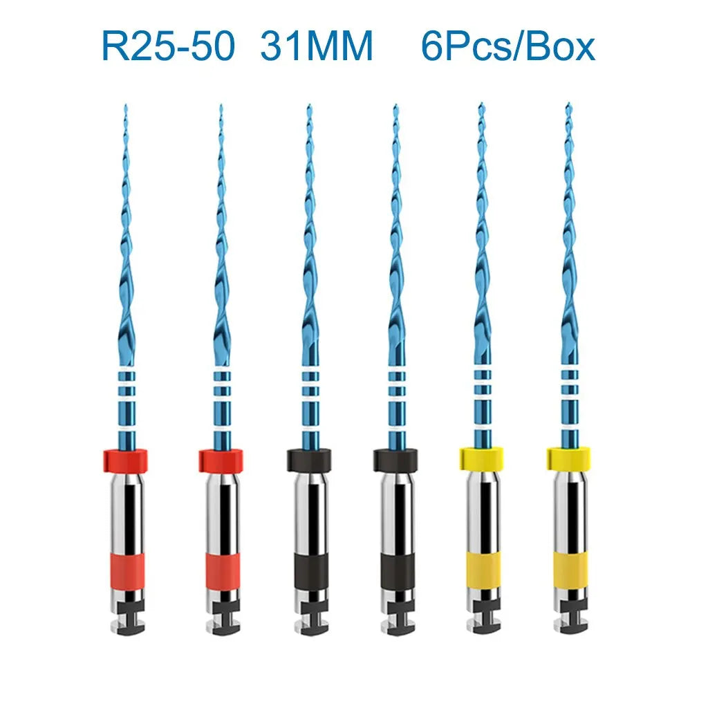 6 piezas/caja Orthdent - Limas endodónticas reciprocantes dentales azules, un solo motor, instrumento de odontología activado por calor de 21/25/31 mm 