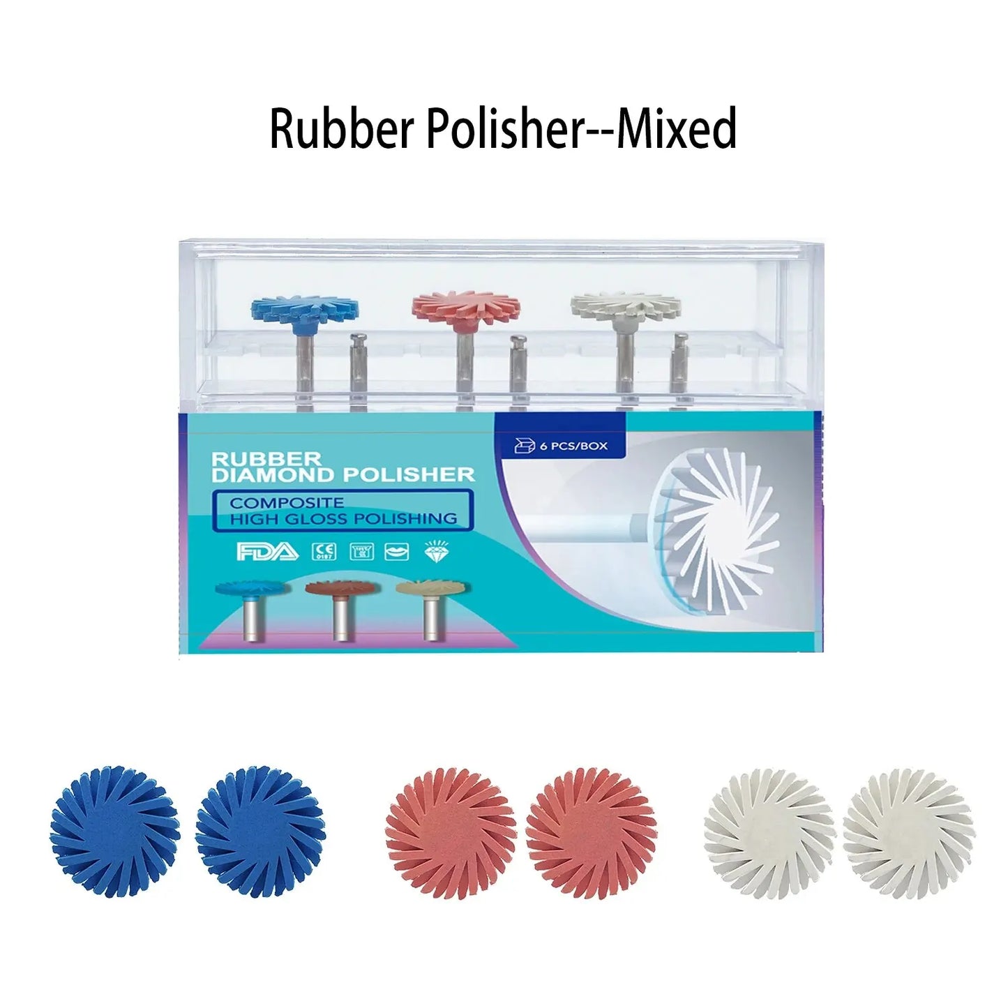 6Pcs/Box RA Coarse Fine Medium Denspay Dental Rubber Polisher Composite Resin Polishing Disc 14mm Wheel 3 Color Spiral Flex Tool Leedoar